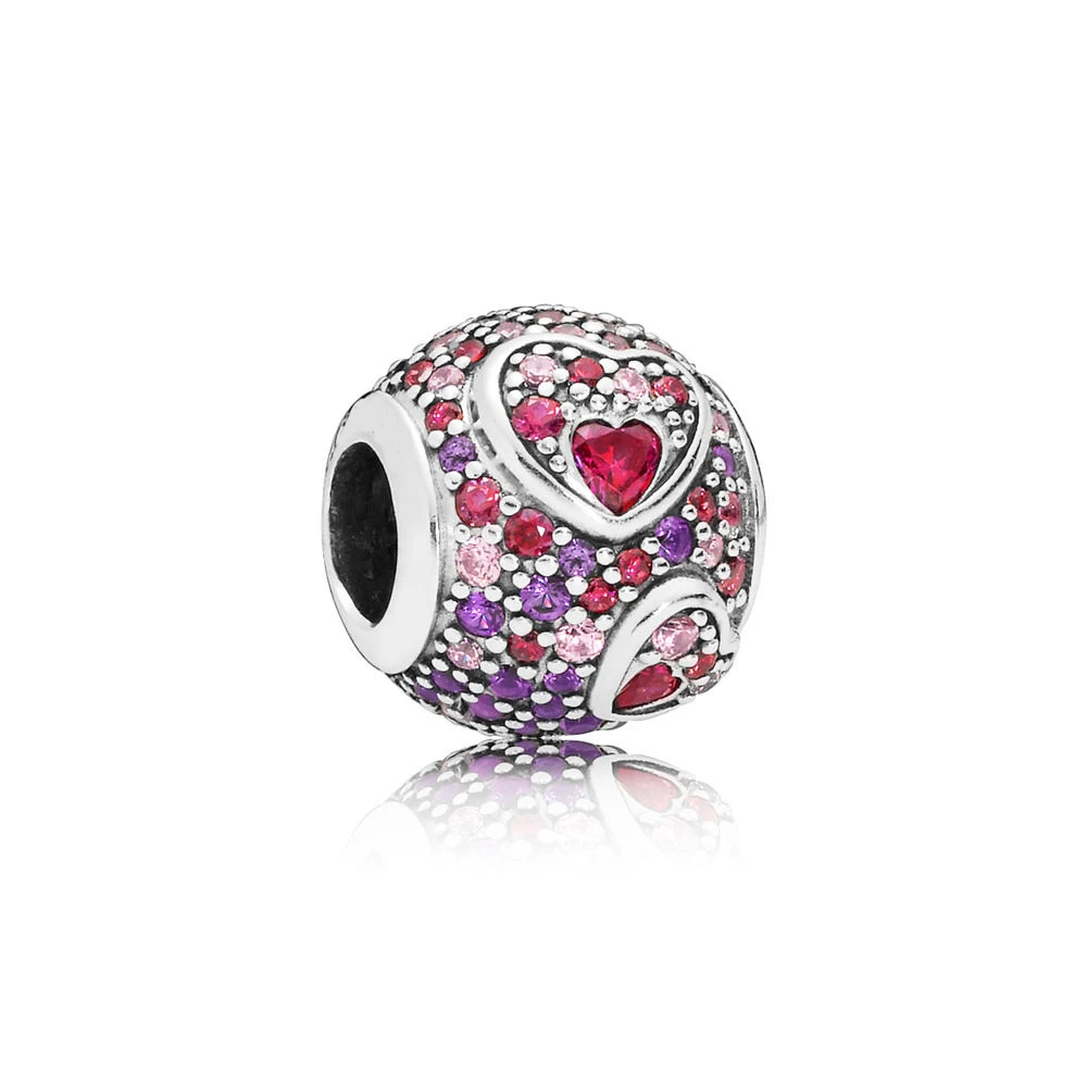 

2019 Valentine Day 925 Sterling Silver Bead Asymmetric Heart of Love Charm Fit Original Pandora Bangle Bracelet DIY Jewelry