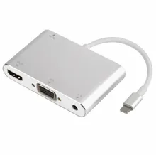 HDMI VGA Audio Headphone Adapter Play Music Charging Cable 8 Pin Adapter for Iphone 6s 7s for Ipad Support iOS 12