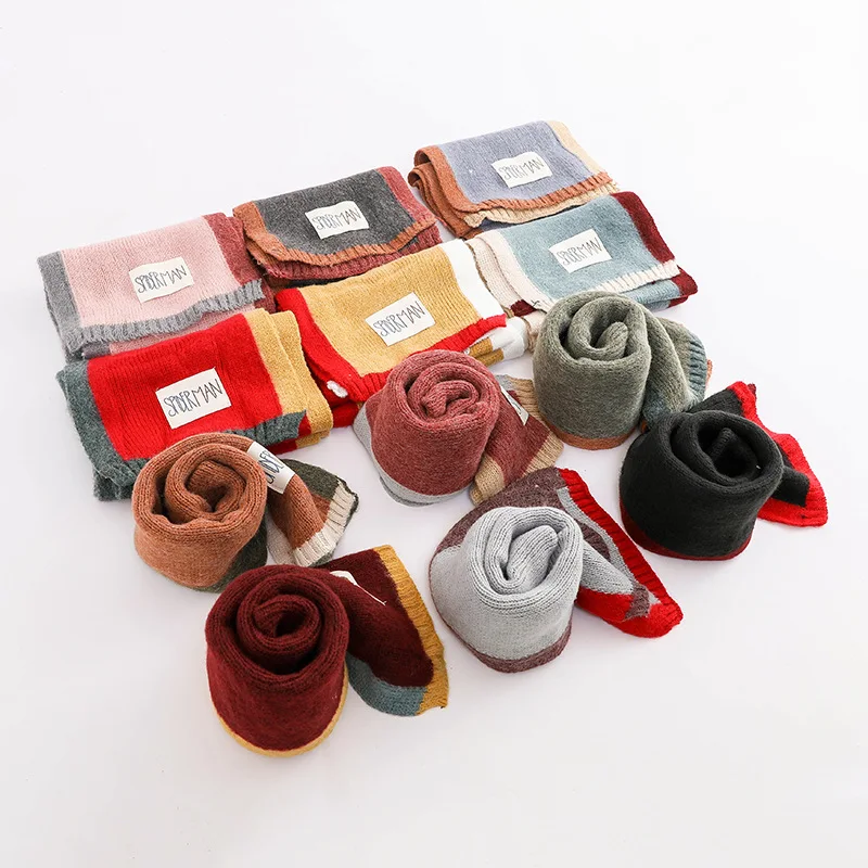 

Children's Imitated Cashmere Scarves Soft Warm Winter Boys And Girls Neck Warm Scarves Baby Kids Long Knitted Wool Blends Scarf