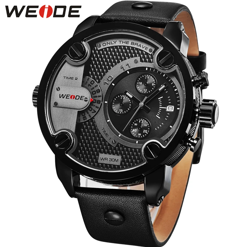 

WEIDE 2018 Fashion Casual Mens Watches Leather Business Quartz-Watch Oversize Men Military Sport Wristwatch Relogio Masculino