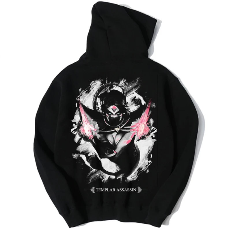  WBDDT DOTA Templar Assassin Hoodies Men Cotton Hero Zipper Sweatshirt Side Pockets Hoody Outerwear 