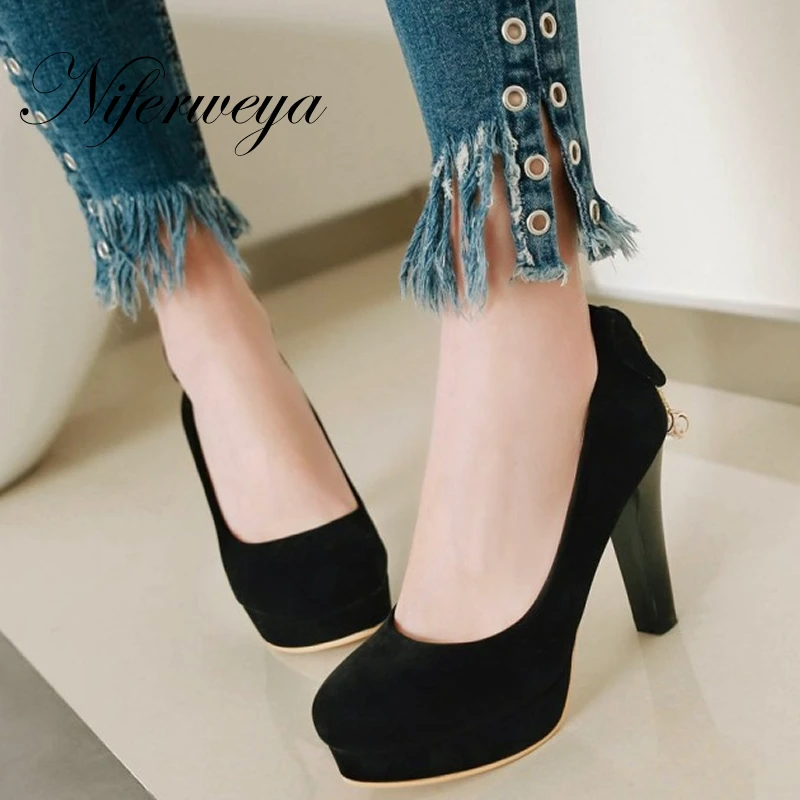 

Fashion big size 31-47 spring/autumn red women wedding shoes sexy 10 cm thick heel Slip-On Platform high heels zapatos mujer