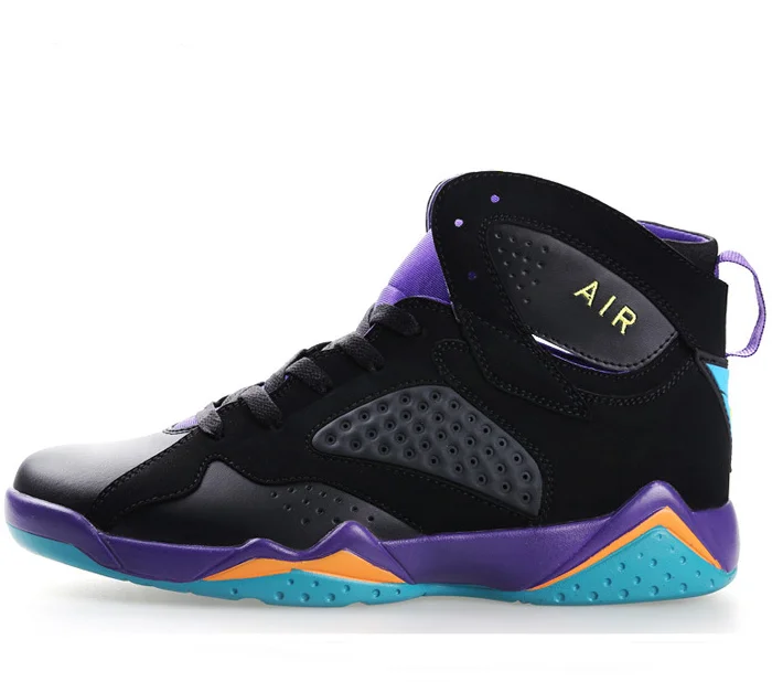 Для мужчин и Для женщин Цвет Баскетбольная обувь классические спортивные, водонепроницаемые, уличные ботинки высокие, чтобы помочь AIR Спортивная обувь; нескользящая подошва; обувь на плоской подошве - Цвет: Фиолетовый