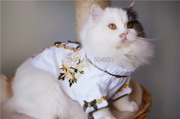 Дизайнерский Костюм для собак, длинное пальто для кошек, смокинг, воротник, вышитая рубашка для домашних животных, винтажный костюм с котятами, официальная одежда xs-xl рекомендуем