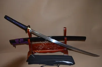 

1095 High carbon steel Clay Tempered Blade Japanese Samurai Katana Sword Handmade purple ito