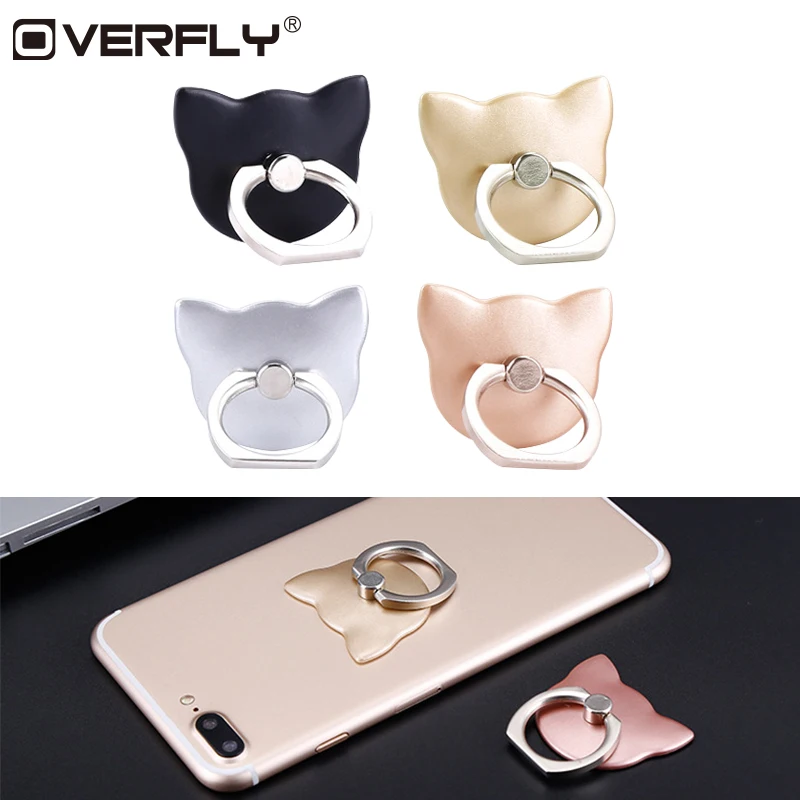 Overfly Finger Ring Holder For Samsung Lovely Cat Finger Rings Stand For iPhone 7 8 plus X XS Max XR MP3 Car Mount Phone Holders