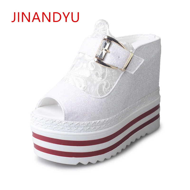 

New 13CM Super High Heel Women's Slippers Europe America Nightclub Wedges Slippers Muffin Thick Sandals and Slippers Zapatos
