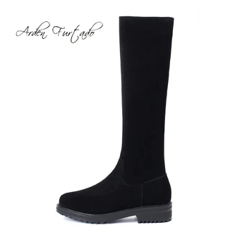 

Arden Furtado fashion women's shoes winter 2019 genuine suede zipper knee high boots concise comfortable round toe size 40 new