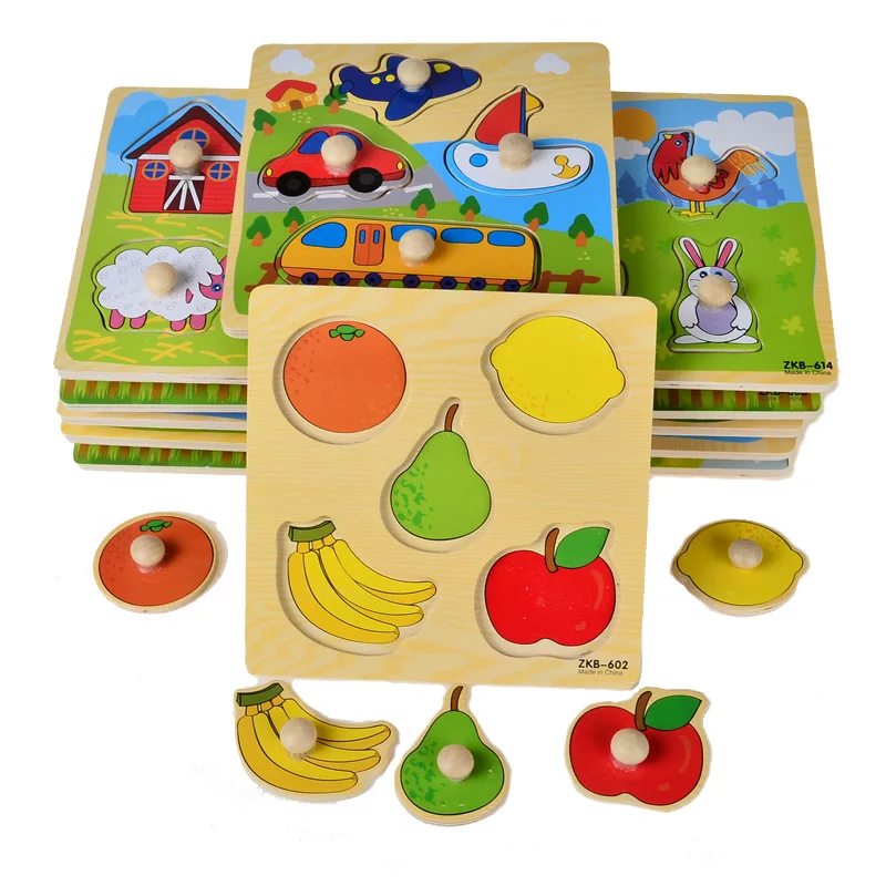 BOHS Small Wooden Animals Cartoon Grab Peg Knob Puzzles Toy 14.8*14.8*0