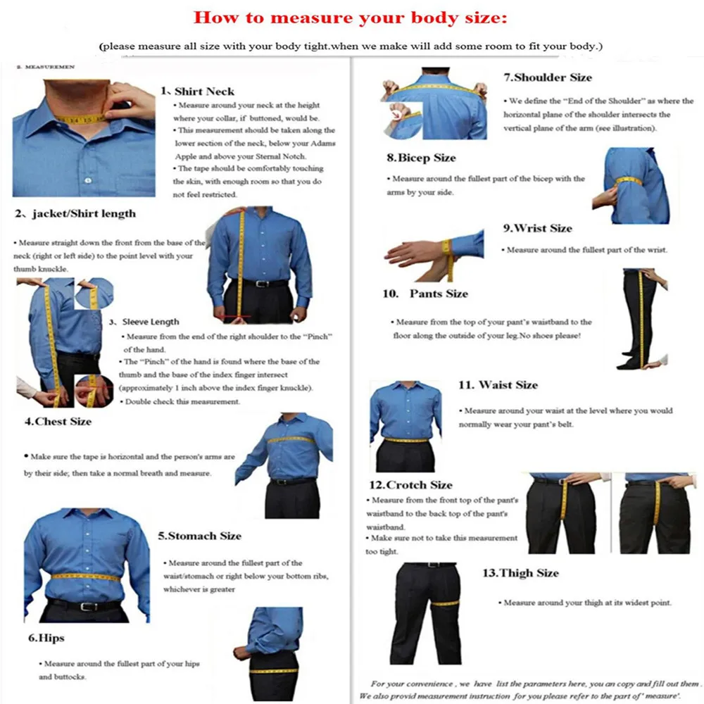 Custom Made Men Suits Set Slim Fit 3 Pieces (Jacket+Pants+Vest) Smart Casual Groom Groomsmen Wedding Prom Tuxedos Costume Homme