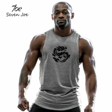 Хлопчатобумажные рубашки без рукавов с принтом Seven Joe Dragon, майка для мужчин, майка для фитнеса, мужская майка для бодибилдинга и тренировок, майка для фитнеса