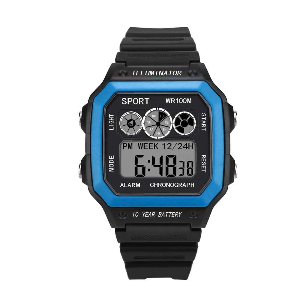 Лидирующий бренд мужские спортивные часы цифровые светодиодные армейские часы мужские модные повседневные электронные наручные часы Relojes - Цвет: Sky Blue