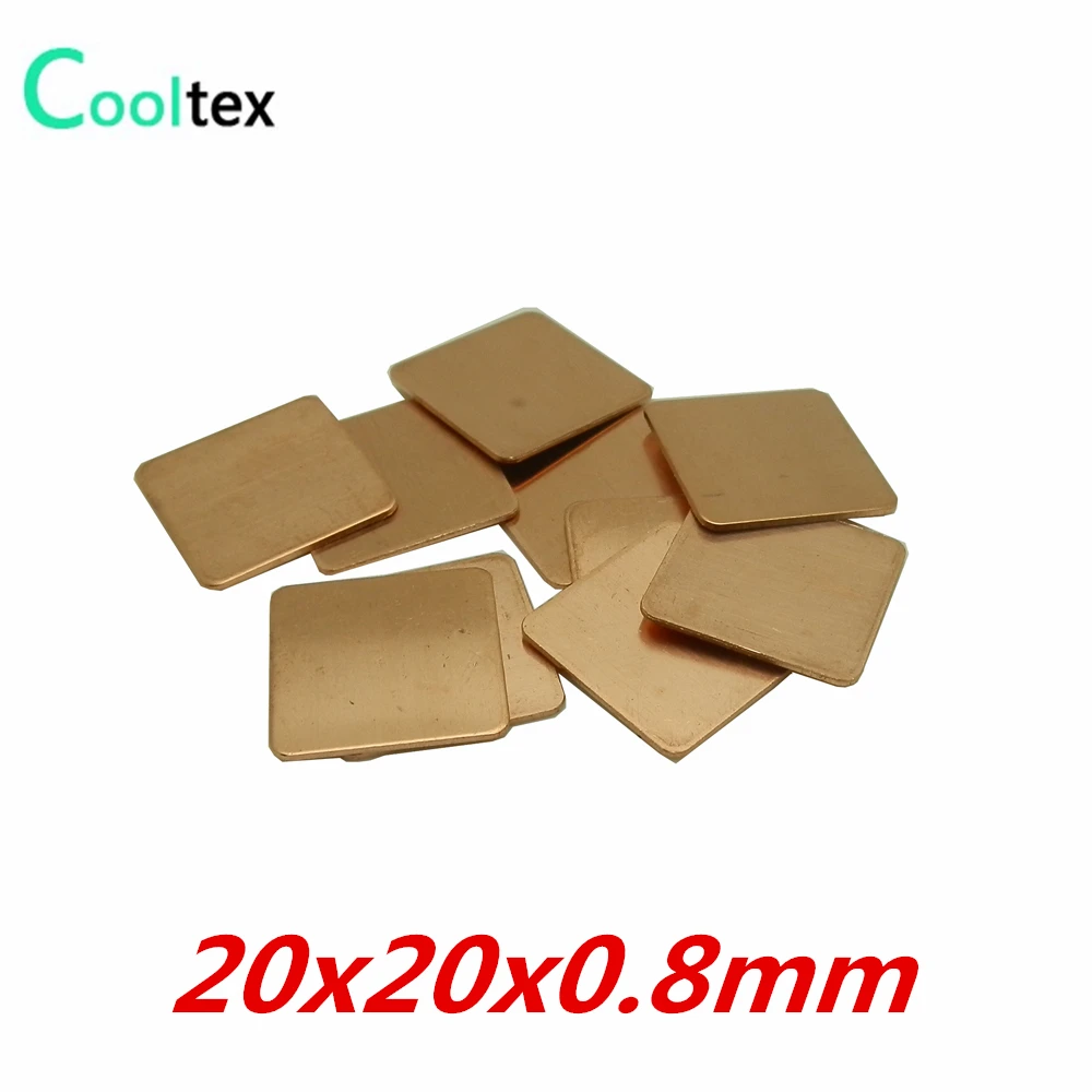 10pcs/lot 20x20x0.8mm DIY Copper Shim Heatsink Thermal Pad Heat Sink