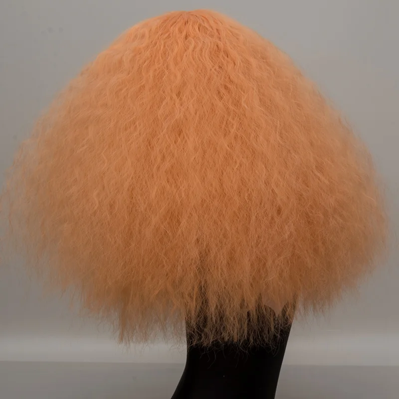 Aisi 17 Цвета вьющиеся парик блондинка синтетические парики для косплея Розовый Красный Зеленый средней длины волос афро зеленый парик для Для женщин - Цвет: orange