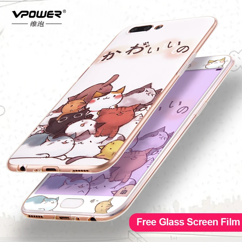 

Vpower 3d Relief pattern painted case for OPPO R11 R11 Plus cover case TPU cartoon back Cover house for oppo r11