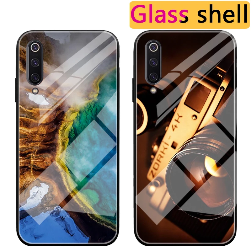 

Luxury Glass Phone Case For XiaoMi Mi 9 SE Mi9 SE POP Camera Back Cover For Xiaomi Mi Play Coque Funda