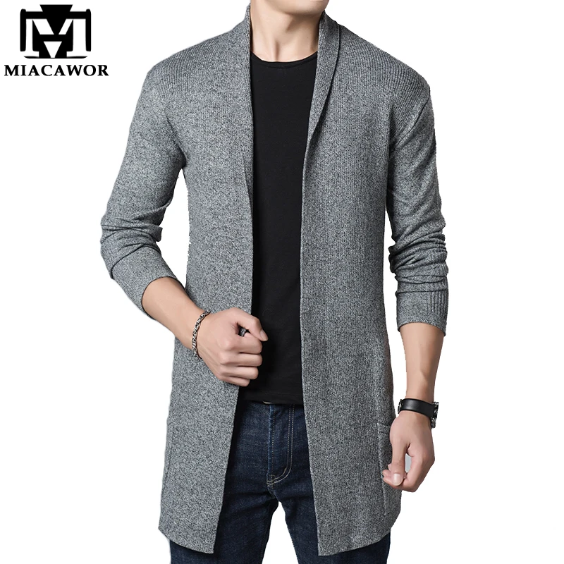 

MIACAWOR New 2019 Spring Autumn Sweater Solid Color Men Cardigan Casual Men Knitwear Sweatercoat Drop Shipping Y087