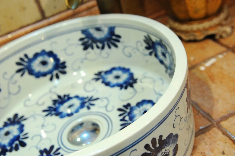 Blue And White Chinese Antique ceramic sink wash basin Ceramic Counter Top Wash Basin Bathroom Sinks ceramic art wash basins (3)