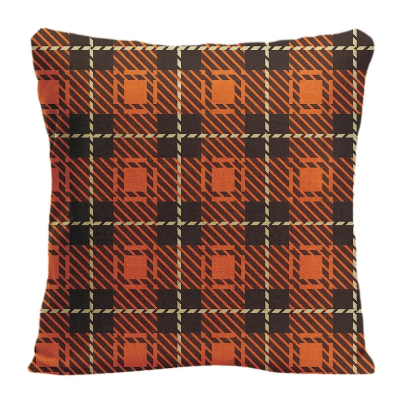 Cotton Linen Pillowcases Orange Striped Throw Pillow Case Decorative