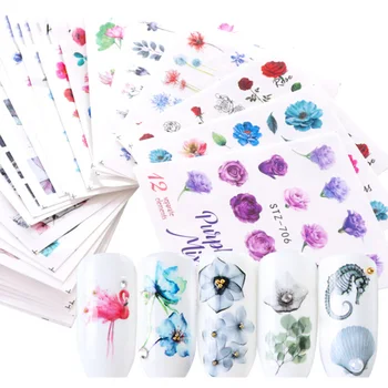 

24Pcs/lot Nail Art Transfer Stickers 50 Sheets Flower Decals Manicure Decoration Tips Nail Sticker Nail Art Tool