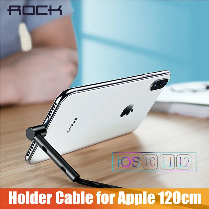 Rock USB кабель держатель шнур для iPhone X XS MAX XR 8 7 Plus металлический нейлоновый кабель передачи данных для быстрой зарядки для iPhone 6 6s шнур зарядного устройства