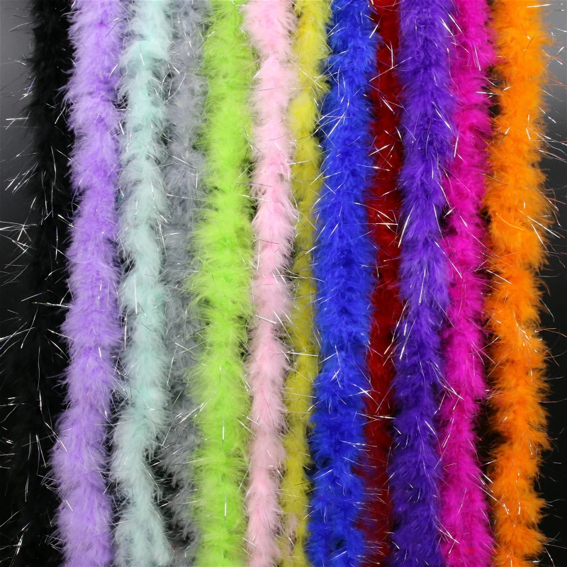 

4M Colored diy handmade feather strips Silver silk turkey feather strips Christmas gift bouquet packaging material feathersAC078