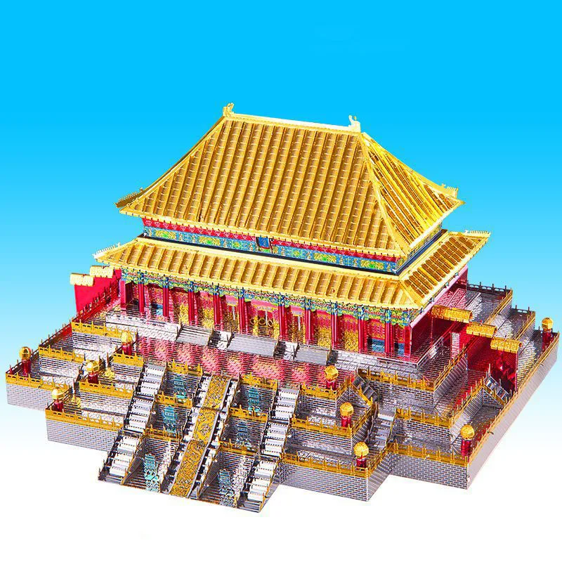 

3D DIY Metal Puzzle Hall of Superme Harmony Yuewang Tower Words Building Model Kit Jigsaw Educational Toys for Adult Children