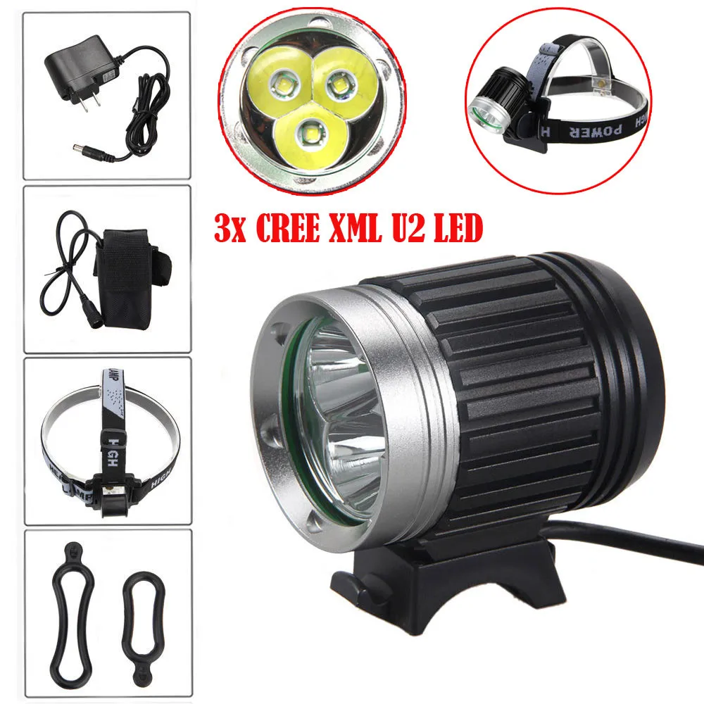 

ISHOWTIENDA Usb Rechargeable Bike Light Front Handlebar 10000LM 3x CREE XML U2 LED Head Bike HeadLight Lamp Headlamp Torch