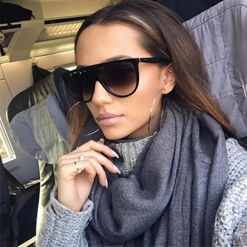 

Thin Flat Top Sunglasses Women Luxury Brand Designer Retro Vintage Sun Glasses Female Kim Kardashian Sunglasses Clear Glass