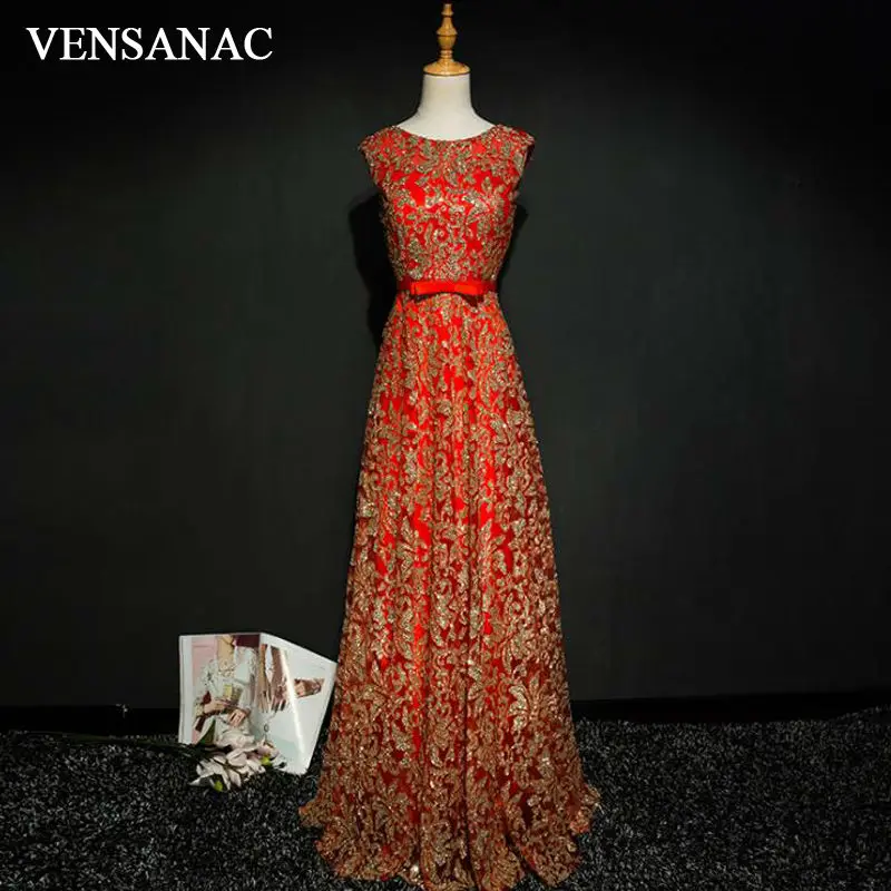 VENSANAC 2017 New A Line Embroidery O Neck Long Evening Dresses Sleeveless Draped Sash Tank Sweep Train Party Prom Gowns VENSANAC 2017 New A Line Embroidery O Neck Long Evening Dresses Sleeveless Draped Sash Tank Sweep Train Party Prom Gowns