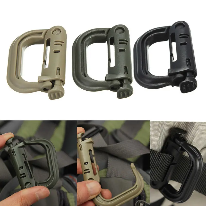 

EDC attach Shackle Carabiner D-ring Clip Molle Webbing Backpack Buckle Snap Lock Grimlock Camp Hike Mountain climb Outdoor