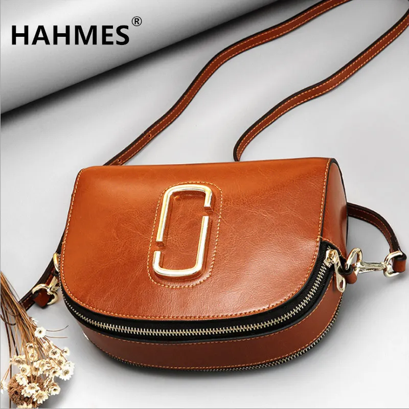 HAHMES 100% Genuine Leather Women Shell Bags women Fashion shoulder bag female Shell design small shoulder bag 21cm 10812#