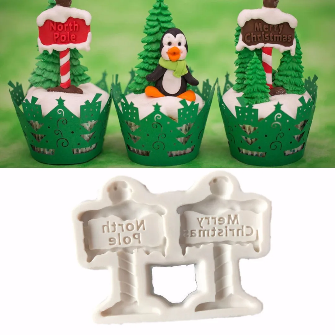 JX-LCLYL Silicone Merry Christmas Fondant Cake Mold Cake Decorating Sugarcraft Mould New