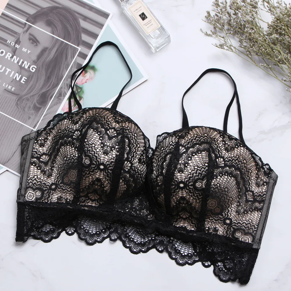 

Women Sexy Lace Floral Bra BH Seamless Adjustable Strap Wrapped Underwear Ladies Push Up Plus Size Brassiere Bralette for Women