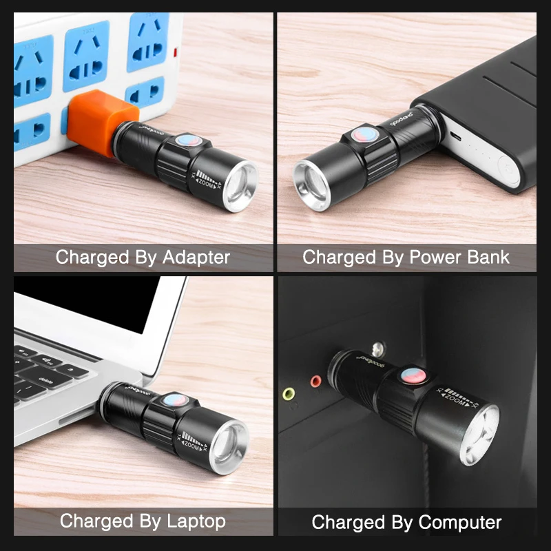 Goodland USB светодиодный фонарик перезаряжаемый светодиодный фонарь Q5 с аккумулятором высокой мощности Светодиодный фонарь удобный 3 режима масштабируемый фонарь для велосипеда