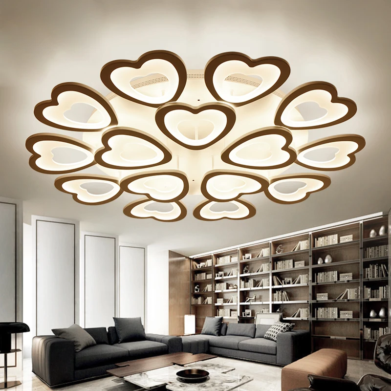 

Heart-shaped petal art living room lamp acrylic modern iron warm 15 head 12 round decorative home lighting fixture led ceiling