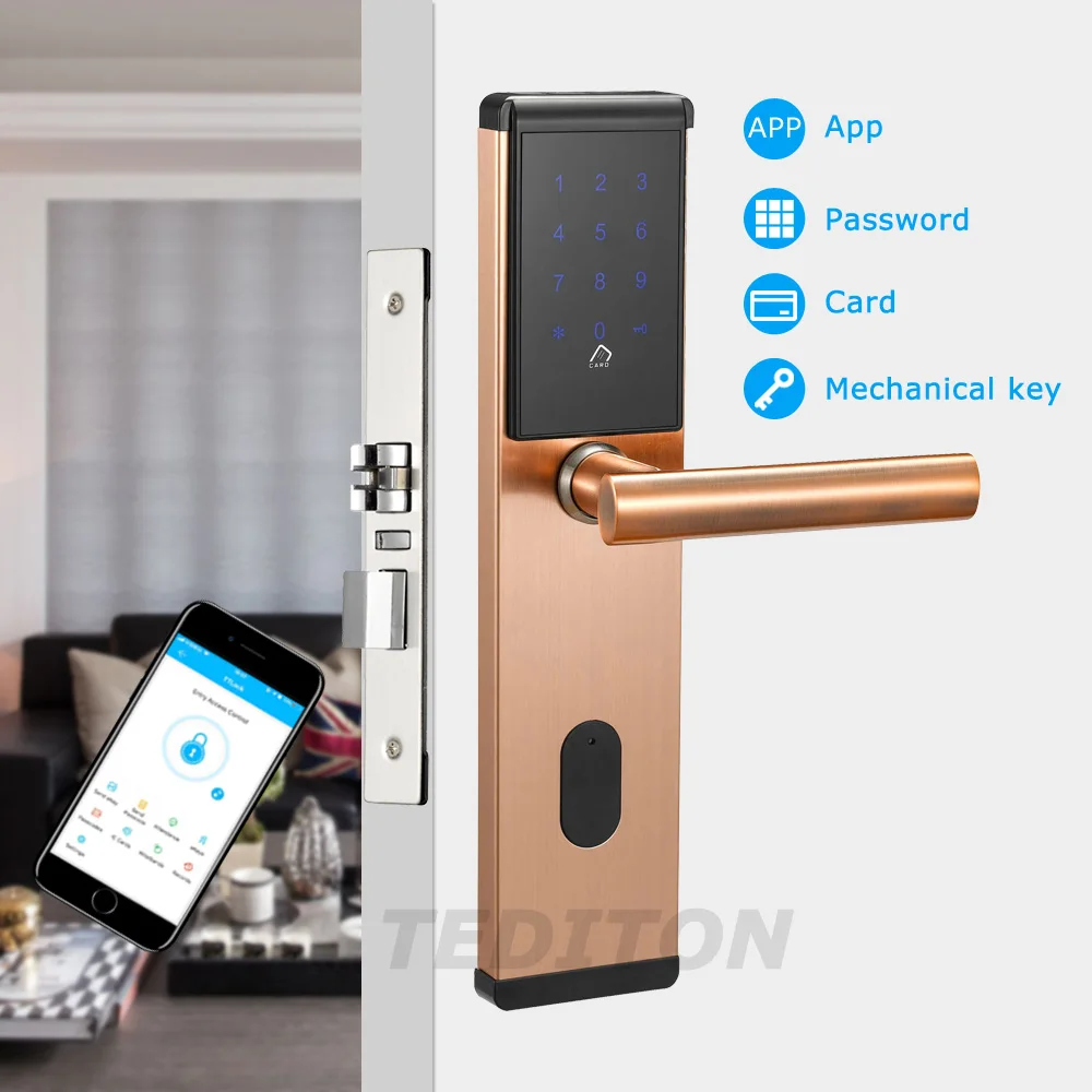 Электронный дверной замок, Смарт Bluetooth цифровое приложение Wifi клавиатура код без ключа дверной замок, пароль без ключа дверной замок электронный