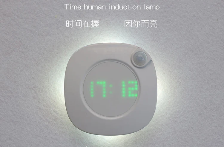Sensor de Controle de Brilho Luz da Noite da Lâmpada de Indução Carregamento Relógio Eletrônico Corpo Humano Ajustável Infravermelho Inteligente Led 2 Luzes e Iluminação