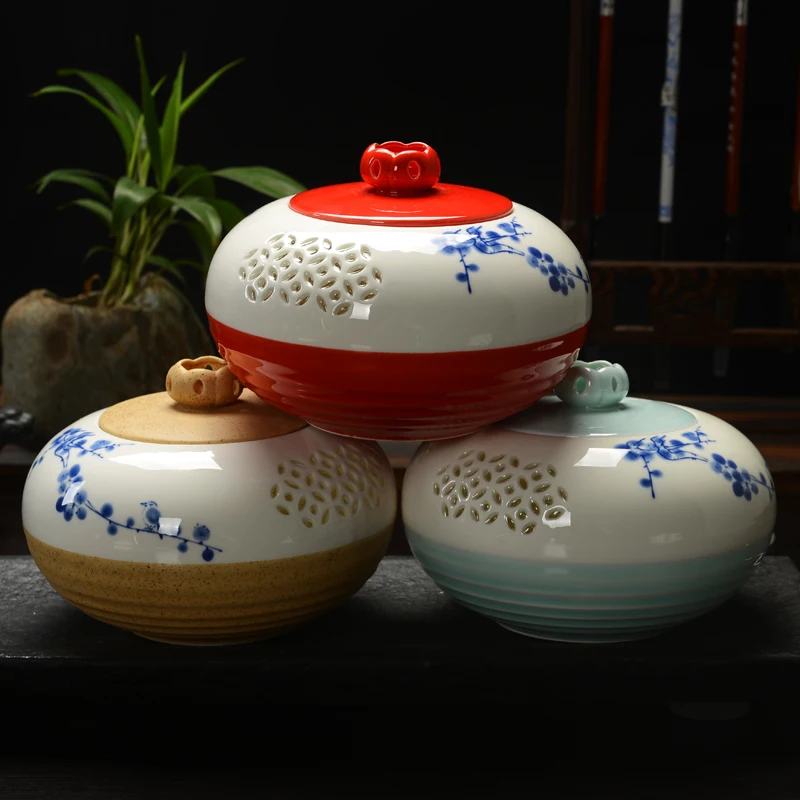 Handmade Small China Ceramic Tea Storage Tins Box Containers Jars Food