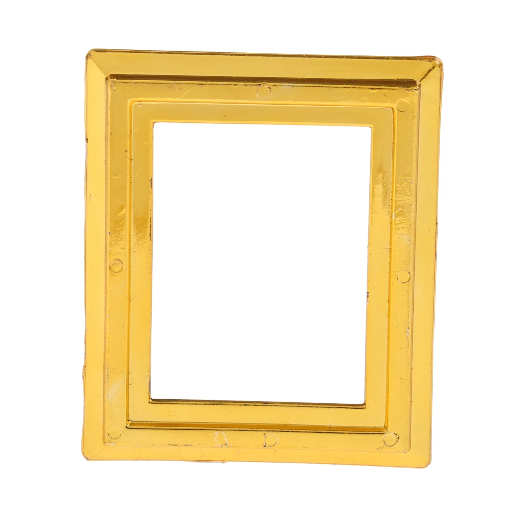 2Pieces 1/12 Scale Gold Photo Frame Rahmen Dollhouse Miniature Rooms Wall Decor