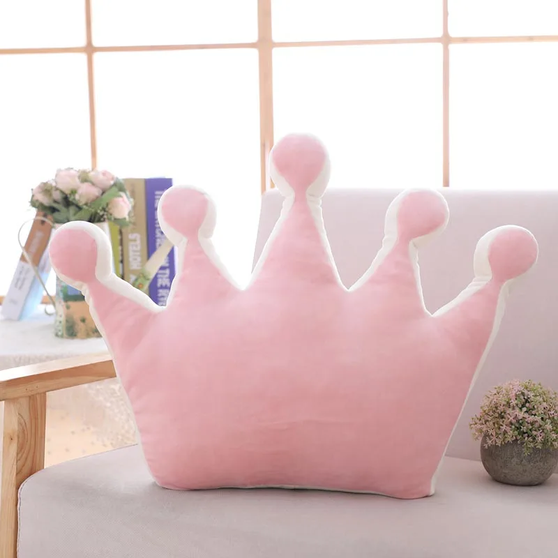 Корона плюшевая подушка красочная мягкая плюшевая игрушечная Корона домашний диван декоративная подушка детские игрушки подарок на день рождения для девушки - Цвет: pink 42cm