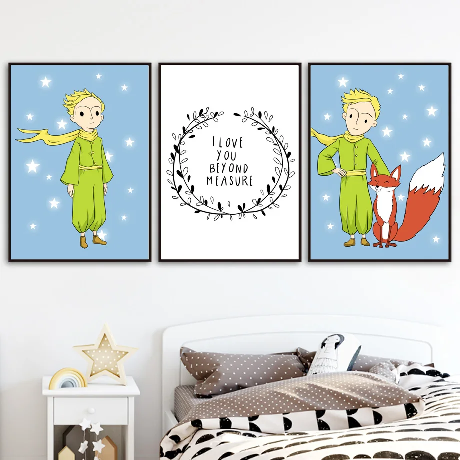 Cartoon-Little-Prince-Fox-Quotes-Wall-Art-Canvas-Painting-Nordic-Posters-And-Prints-Canvas-Art-Wall