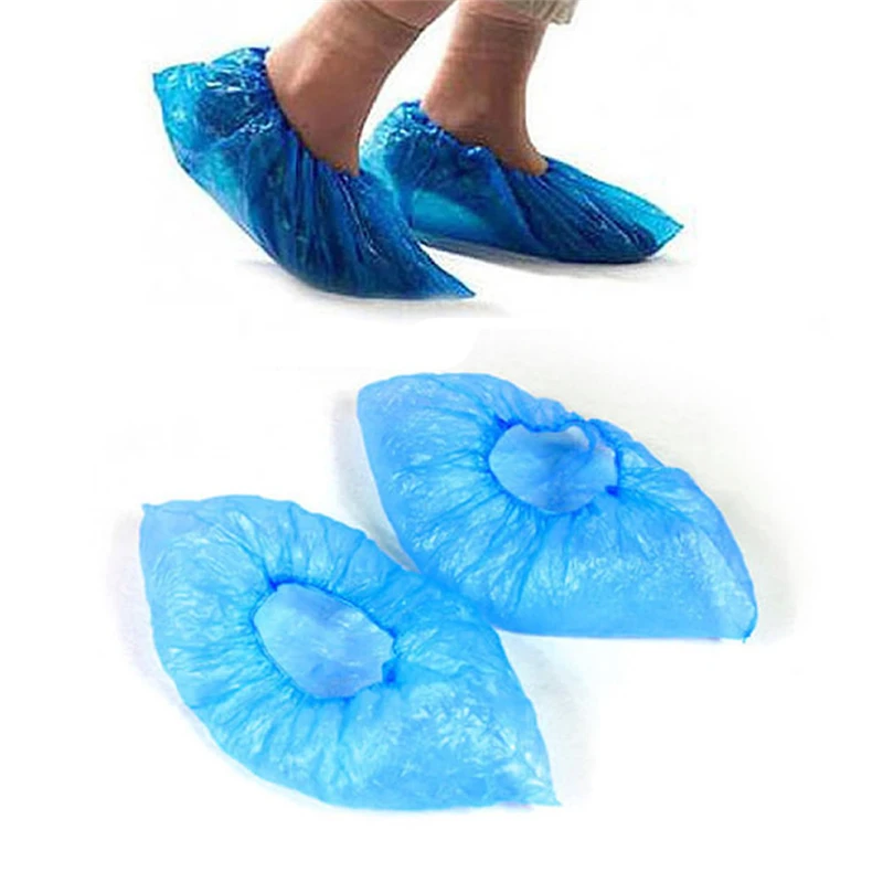 100 шт водонепроницаемые бахилы пластиковые одноразовые медицинские дождевые сапоги галоши дождевые бахилы синего цвета предотвращают влажное