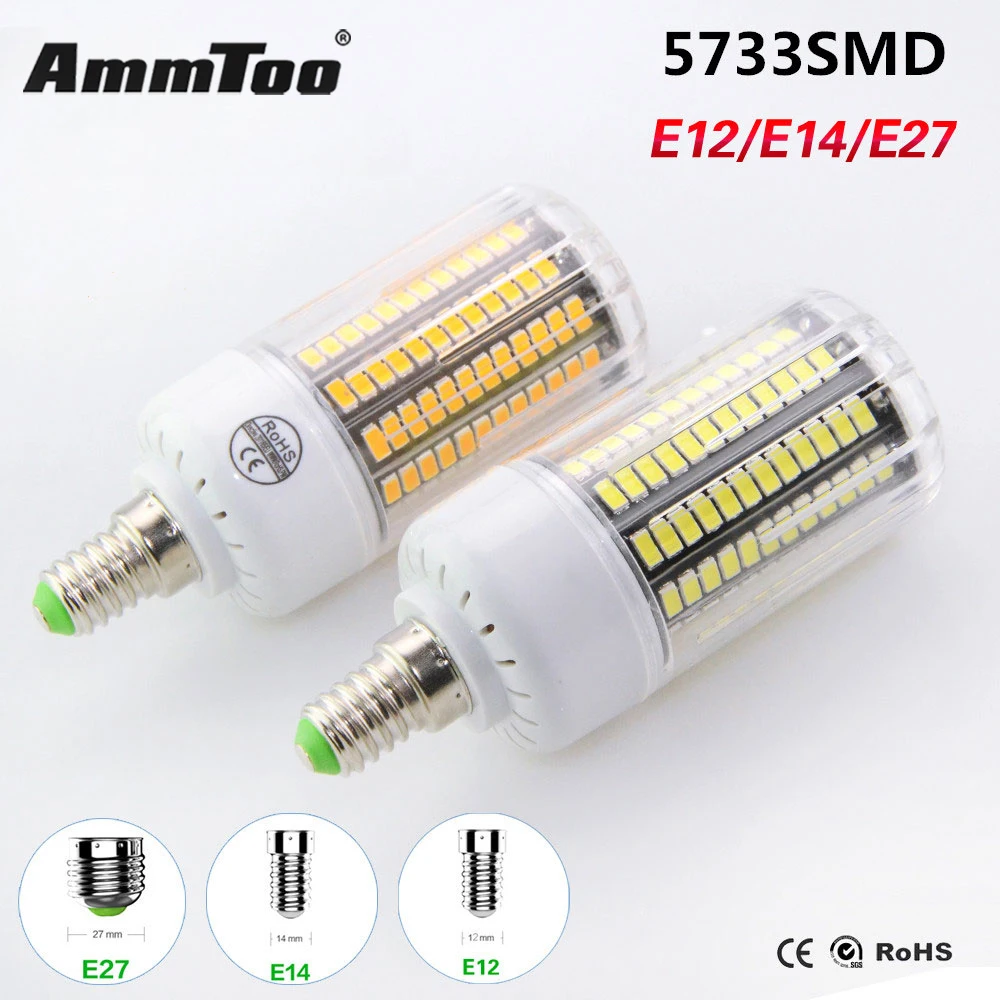 Светодио дный лампа E27 SMD 5733 ярче, чем 5730 SMD лампада светодио дный свет E14 220 В Bombillas светодио дный лампы кукурузы Luz E12 110 В лампады светодио дный