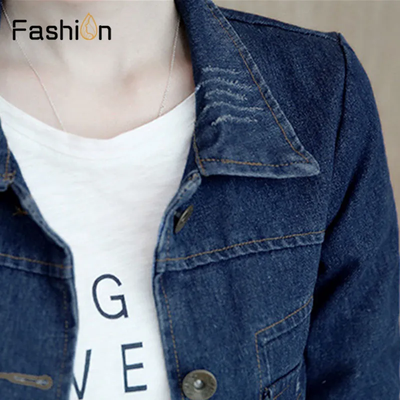 2018 Women Basic Coat Denim Jacket Winter Long Sleeve Jeans Jackets for Women Lady Slim Denim Coat Fit Casual Style Plus Size