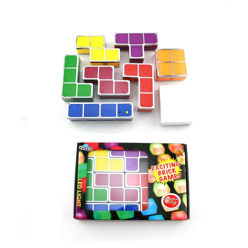 Lâmpada de Mesa Torre do Bebê Luz da Noite Cores Faça Você Mesmo Tetris Quebra-cabeça Luz Empilhável Led Bloco Constructible Retro Jogo Colorido Tijolo Brinquedo 7 18 7 cores diy tetris quebra cabeça luz