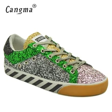 CANGMA стильные женские балетки, расшитые блестками и пайетками черный, серебристый цвет, обувь с блестками, Классическая обувь Для женщин Спортивная Зебра обувь известного бренда