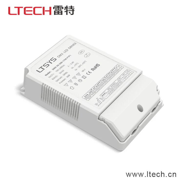 

DMX-50-500-1750-F1P1;CC DMX Driver;AC100-240V input;500mA-1750mA 5W-50W output