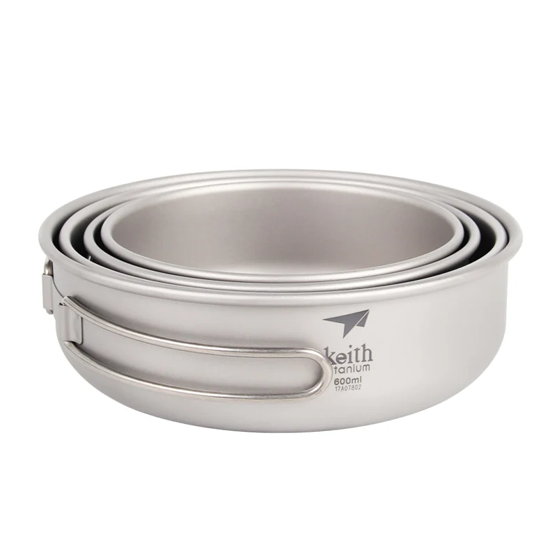 Keith plegable de titanio de saludable Camping olla sartén al aire libre vajilla Ti5323-Ti5326