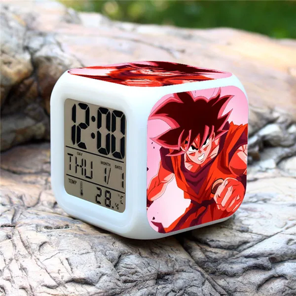 Dragon Ball Z серии LED 7 цветов вспышки света цифровой будильник Дети Часы Фигурки игрушки для детей - Цвет: Темно-серый